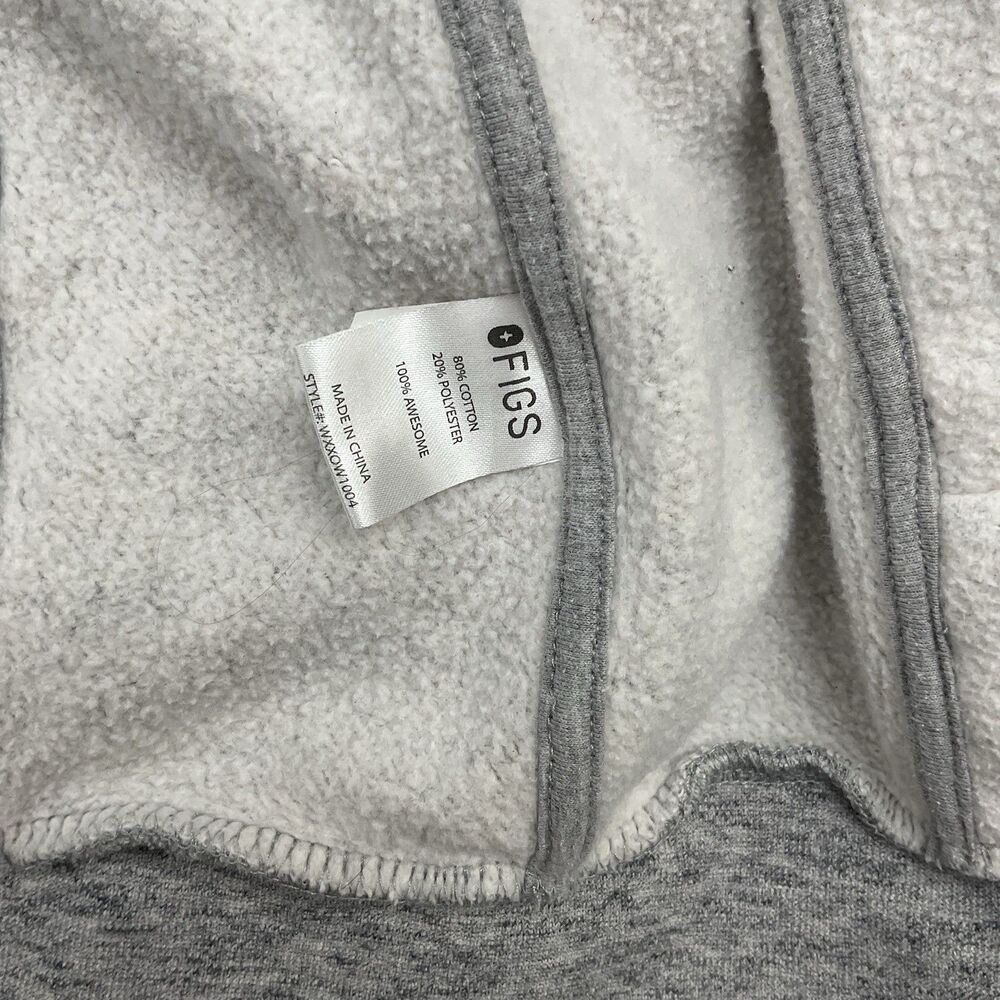 Figs Fleece Zip Hoodie‎ Gray Small Full Zip Sweatshirt Nursing Uniform Cozy Warm - Picture 8 of 8